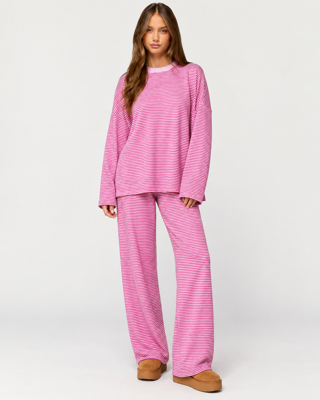 Oversized Pink Striped Loungewear Set