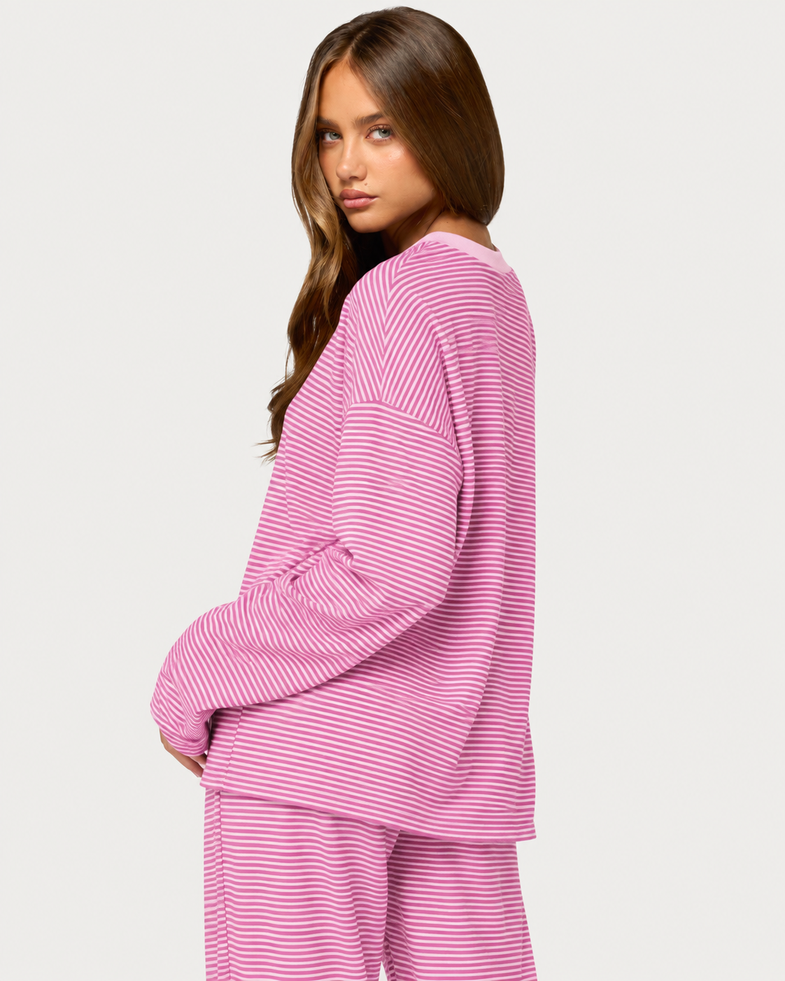 Oversized Pink Striped Loungewear Set