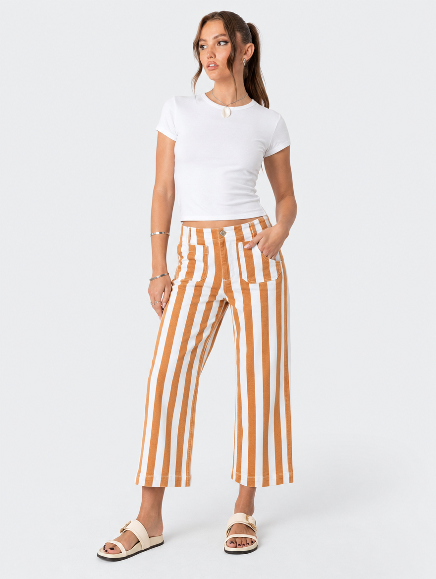 Cropped Striped Jeans
