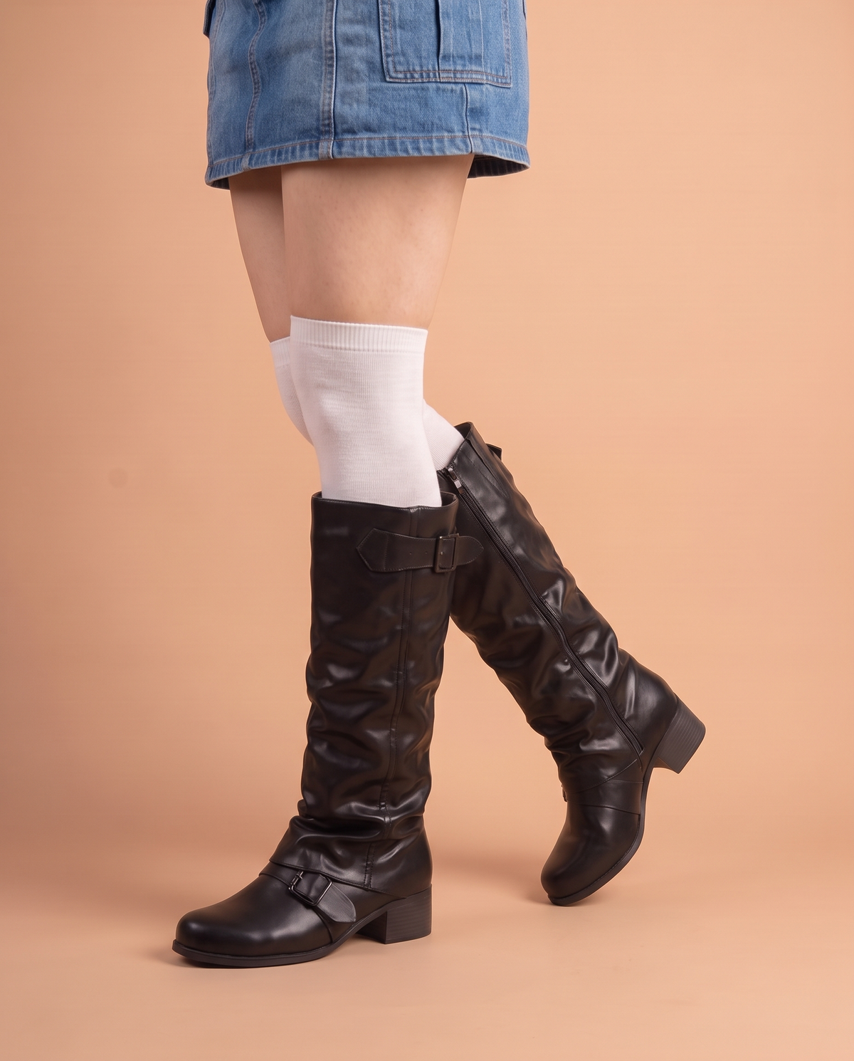 Viral Fall Leather Slouch Boots